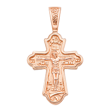 Золотой крестик. Распятие Христа. Валаамская Икона Божией Матери. Артикул 31446