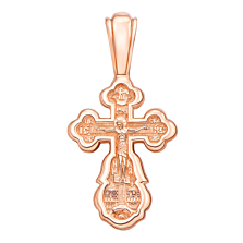 Золотой крестик. Распятие Христа. Валаамская Икона Божией Матери. Артикул 31448