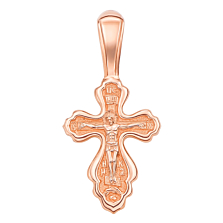 Золотой крестик. Распятие Христа. Валаамская Икона Божией Матери. Артикул 31455