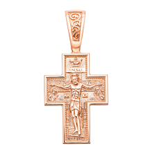 Золотой крестик. Распятие Иисуса Христа. Деисус. Покров Пресвятой Богородицы. Артикул 31516