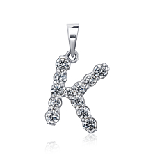 Серебряная подвеска буква «K» с фианитами. Артикул 35515-K/12/1/2802