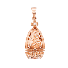 Золота підвіска-іконка Божої Матері «Казанська» з фіанітами. Артикул 3738