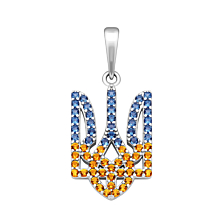 Серебряная подвеска Герб Украины с фианитами. Артикул UG539678