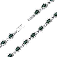 Срібний браслет з зеленим кварцом і фіанітами. Артикул 4111р