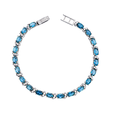 Срібний браслет з блакитним кварцом і фіанітами. Артикул 4112р
