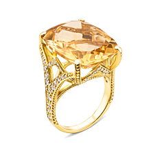 Золотое кольцо с цитрином и бриллиантами. Артикул 52429/2л ц
