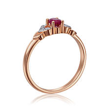 Золотое кольцо с рубином и бриллиантами. Артикул 52608/01/1/8333 (52608/1руб)