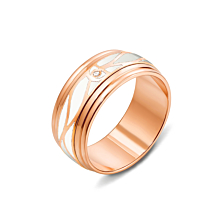 Обручальное кольцо с эмалью и бриллиантом. Артикул 52642/1.25 б