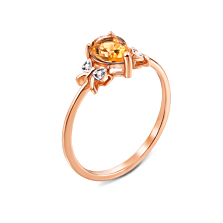 Золотое кольцо с цитрином и фианитами. Артикул 530090/ц с