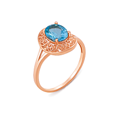 Золотое кольцо с голубым топазом. Артикул 530126/топ сп