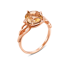 Золотое кольцо с цитрином и фианитами. Артикул 530171/цитр