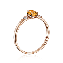 Золотое кольцо с цитрином и фианитами. Артикул 530177/ц