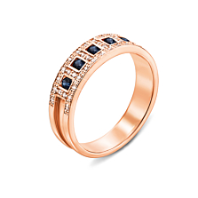 Золотое кольцо с сапфирами и бриллиантами. Артикул 53040/0.8S сап
