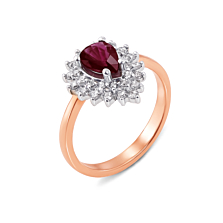 Золотое кольцо с рубином и бриллиантами. Артикул 53049/1.5руб