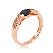 Золотое кольцо с сапфиром и бриллиантами. Артикул 53212/0.8Sсап