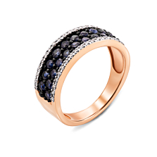 Золотое кольцо с сапфирами и бриллиантами. Артикул 53213-2/01/1/8120