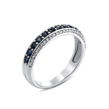Золотое кольцо с бриллиантами и сапфирами. Артикул 53246/0.8Sб сап