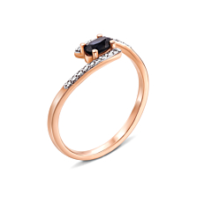 Золотое кольцо с сапфиром и бриллиантами. Артикул 53300/0.8S сап