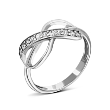 Серебряное кольцо Бесконечность с фианитами. Артикул UG5658к/род
