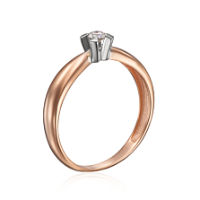 Золотое кольцо с бриллиантом. Артикул 880321