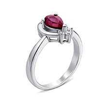 Серебряное кольцо с рубином и фианитами. Артикул Тд0017/руб-R