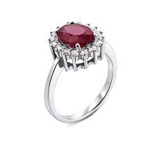 Серебряное кольцо с рубином и фианитами. Артикул Тд0031/руб-R