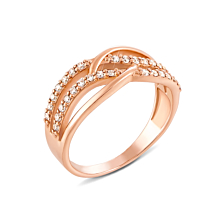 Золотое кольцо с фианитами. Артикул 12053