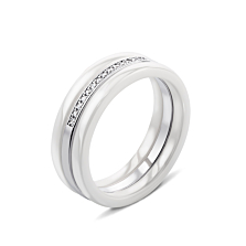 Серебряное кольцо с керамикой и фианитами. Артикул К2ФК1/1005-16