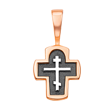 Серебряный восьмиконечный православный крестик с позолотой и чернением. Артикул с31424/2