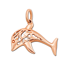 Золотая подвеска «Дельфин» с алмазной гранью. Артикул 3898