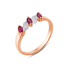 Золотое кольцо с бриллиантами и рубинами. Артикул 52166/1.25руб