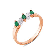 Золотое кольцо с бриллиантами и изумрудами. Артикул 52166/1.25см