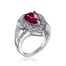 Серебряное кольцо с рубином и фианитами. Артикул GRE1918-R/12/9706