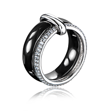 Серебряное кольцо с керамикой и фианитами Артикул JRQY6270KL--W-R/12/1