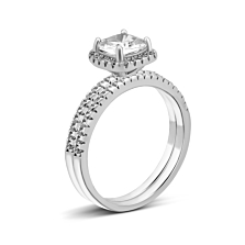 Наборное двойное серебряное кольцо с фианитами.Артикул UG5SZDR00166