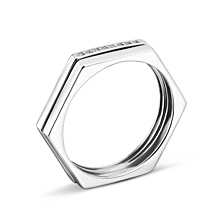 Наборное двойное серебряное кольцо с фианитами.Артикул UG5SZDR15619
