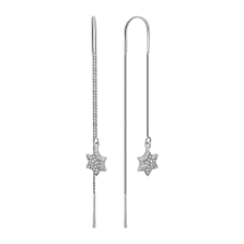 Срібні сережки-протяжки (продевки) з фіанітами. Артикул UG5SE00362