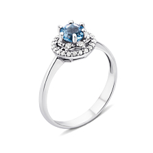 Серебряное кольцо с кварцем London blue и фианитами (1727/9р)