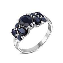 Серебряное кольцо с сапфиром и фианитами. Артикул UG51650/1р-NSPH