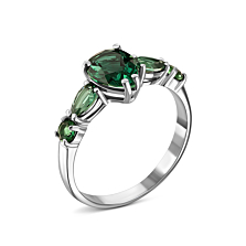 Серебряное кольцо с зеленым кварцем.Артикул UG51649/1р-QGR