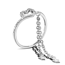 Серебряное кольцо Сердце с фианитами. Артикул UG5A02393