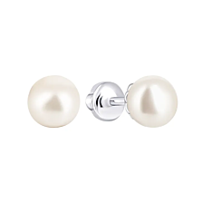 Срібні пусети з перлами. Артикул UG52263/9р-PWT