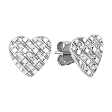 Срібні сережки Серце з фіанітами.Артикул UG5SZDE03058