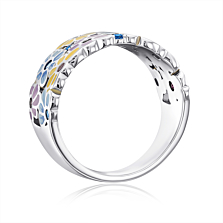Серебряное кольцо с эмалью и фианитами. Артикул 12049RA1-R/12/3549