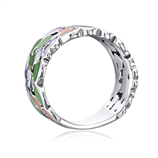 Серебряное кольцо с эмалью и фианитами. Артикул 12058RA1-R/12/3543