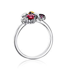 Серебряное кольцо с эмалью и рубином. Артикул 11015RA1-R/12/7510