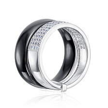 Серебряное кольцо с керамикой и фианитами. Артикул SR1645-B-R/12/1