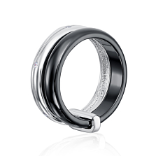 Серебряное кольцо с керамикой и фианитами. Артикул SR2067-B-R/12/1