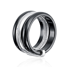 Серебряное кольцо с керамикой и фианитами. Артикул SR2070-B-R/12/1