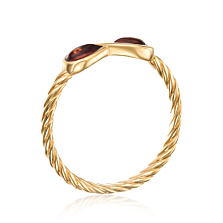 Серебряное позолоченное кольцо с янтарем. Артикул AuR508C-R/17/2787